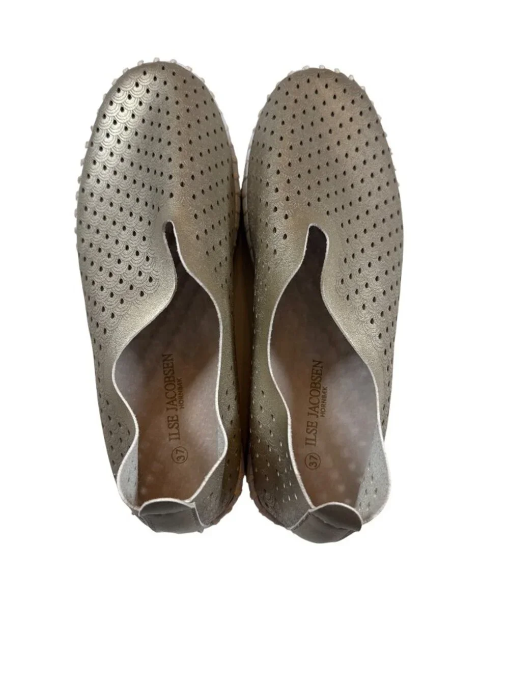 Ilse Jacobsen Womens Tulip 001 Platform Shoes Size 37 (US7) Gold Slip-On